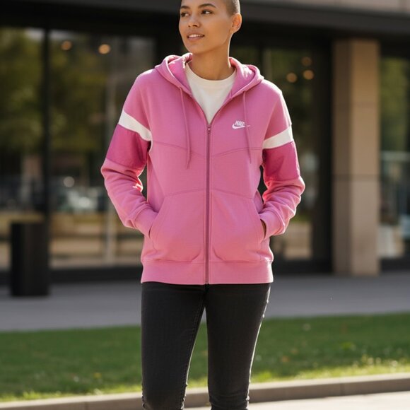 Nike zip-up hoodie Women's sweatshirt size XL pink hooded active - Picture 1 of 2